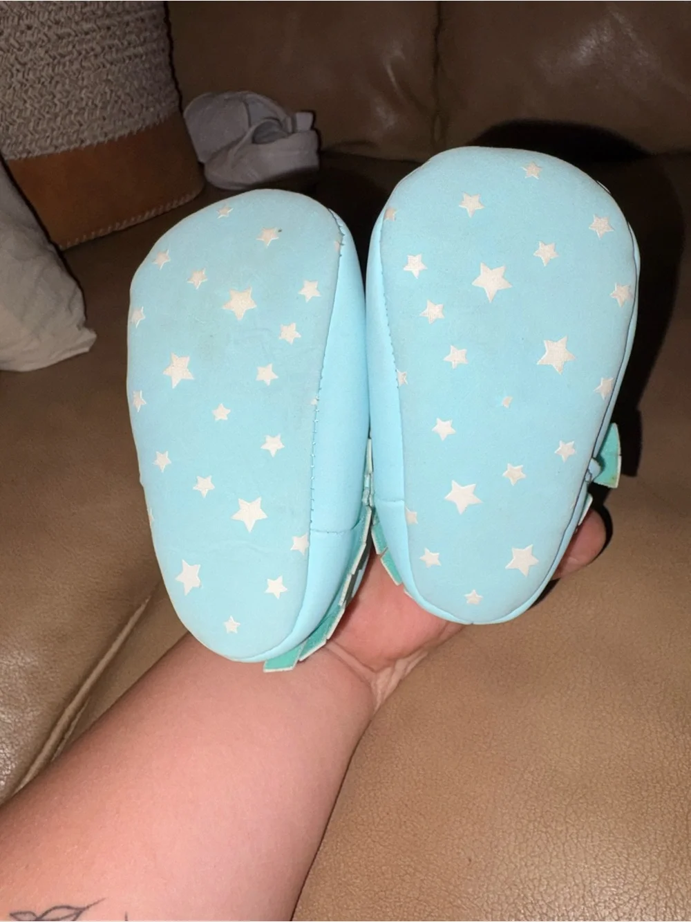cloud island Baby Fringe Moccasins in Light Blue